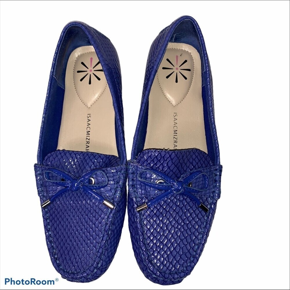 Isaac Mizrahi loafers blue snake skin loafers/flats SZ 6 comfort slip on shoes